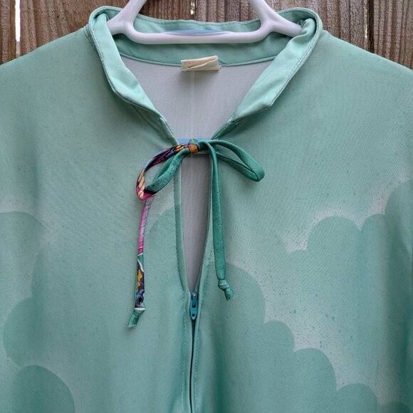 Vintage 60's-70's Butterfly Print Turquoise Maxi Dress MuuMuu - Tique of Cali - Picture 4 of 6